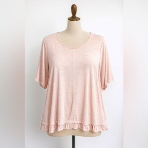 Style & Co. Blush Short Sleeve Top with Ruffle Hem